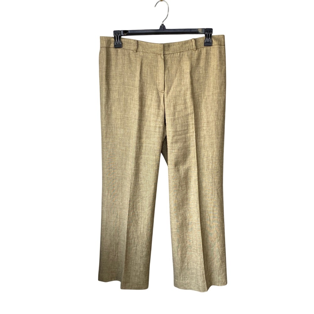 Dana Buchman Petite Tan Linen Wool Blend Straight Leg Dress Pants Size 14P